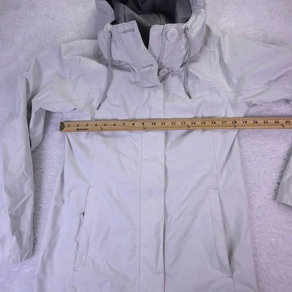 Helly Hansen Women's Large Full-Zip Long Rain Jacket Hooded White Zip Pockets - Picture 6 of 10